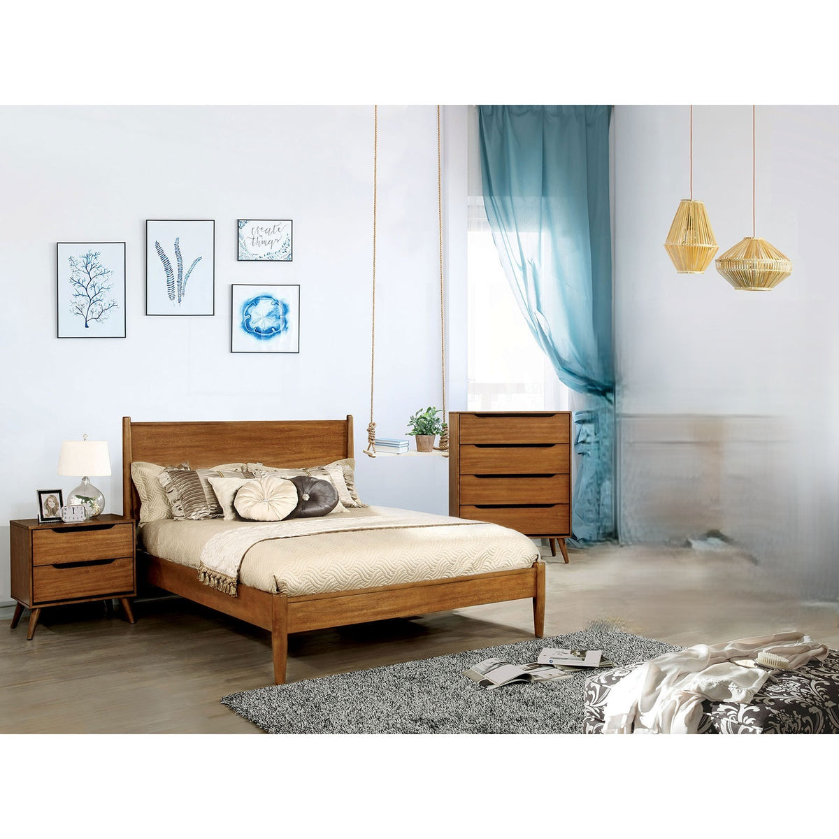 Linden Mid-Century Wood Platform Bedroom Set