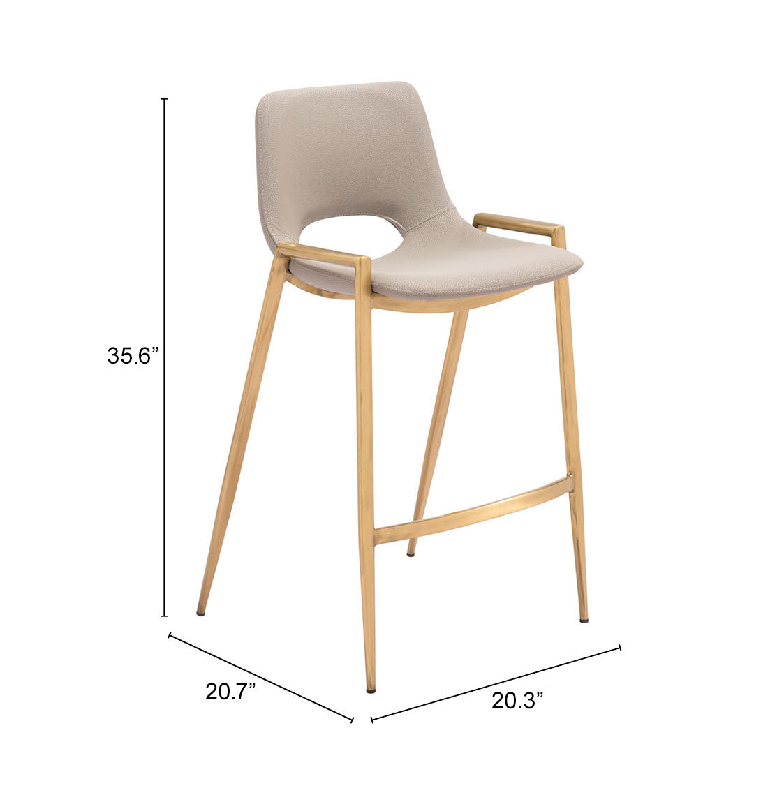 Desi Counter Stool (Set of 2) in Beige & Gold