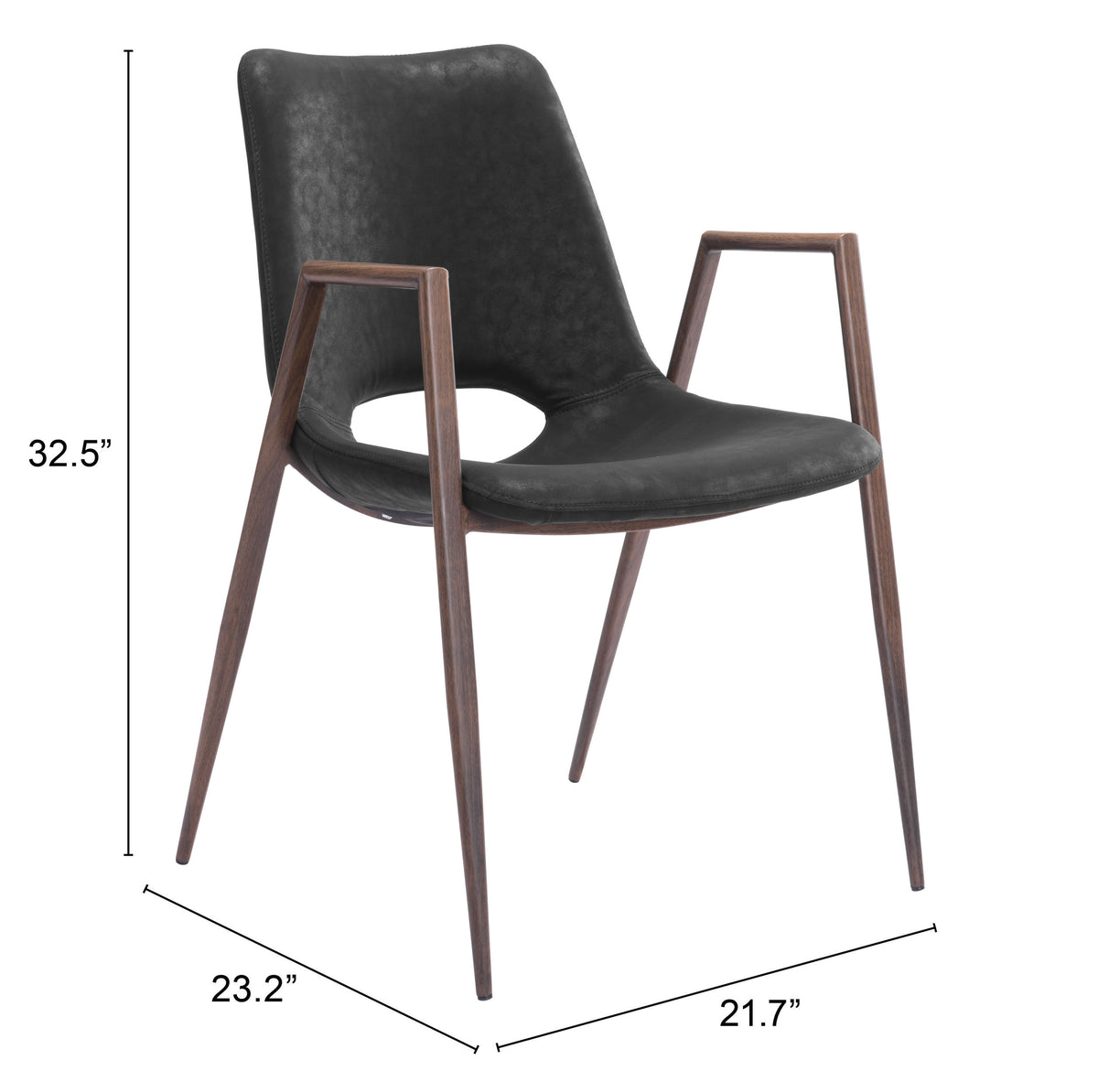Desi Dining Chair (Set of 2) in Black & Walnut