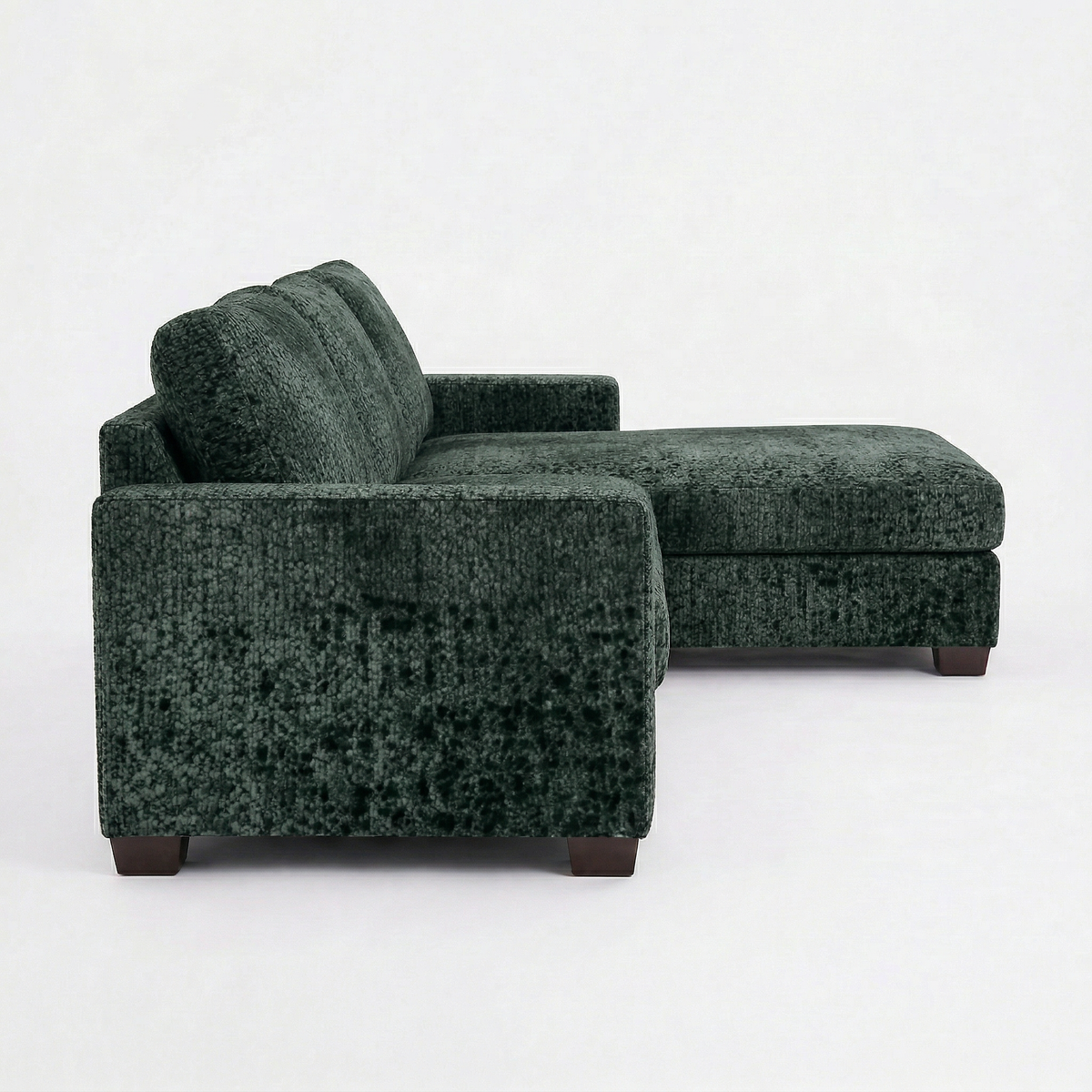 Damon L-Shaped Sectional Sofa – 120" Chaise Sectional in Fabric & Velvet - Velvet Antique Charcoal Green (11)