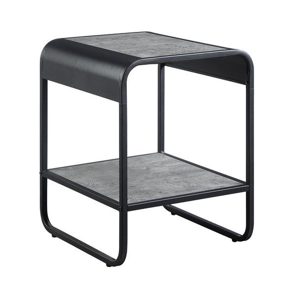 Raziela Black & Grey Synthetic Wood End Table with Storage