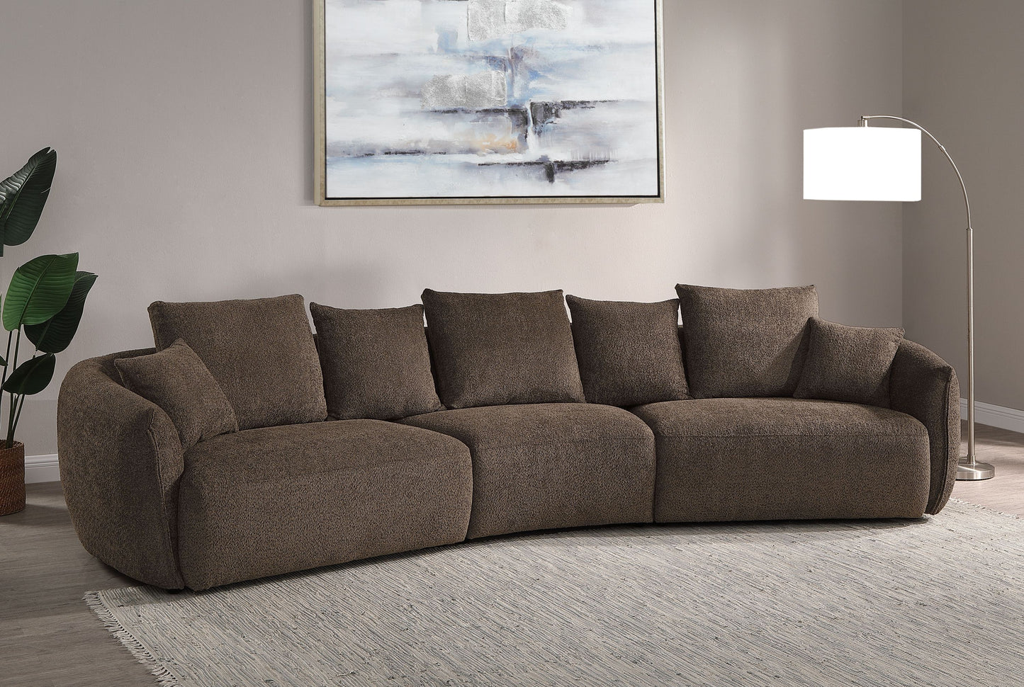 Bash Macca Anthology Brown Boucle Modular Sectional Sofa 145"L