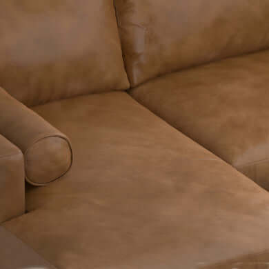 Morrison MCM Genuine Leather Sectional Chaise Sofa 102" – Modern Leather Chaise Sectional (2 Colors) close-up view.