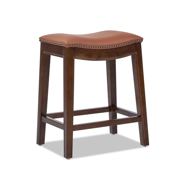 Barlow 24.5' Top Grain Leather Backless Saddle Counter Stool