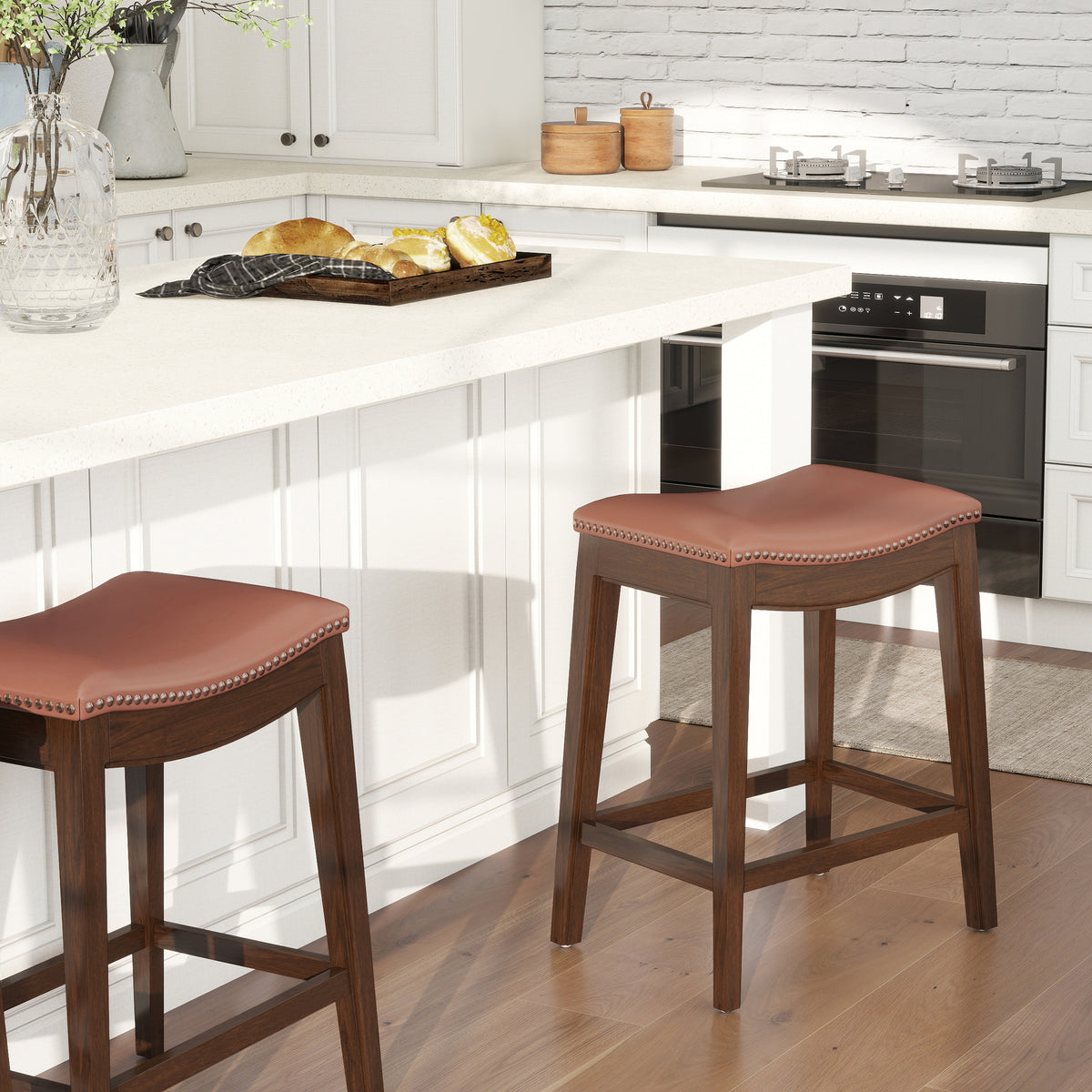 Barlow 24.5' Top Grain Leather Backless Saddle Counter Stool – view 7