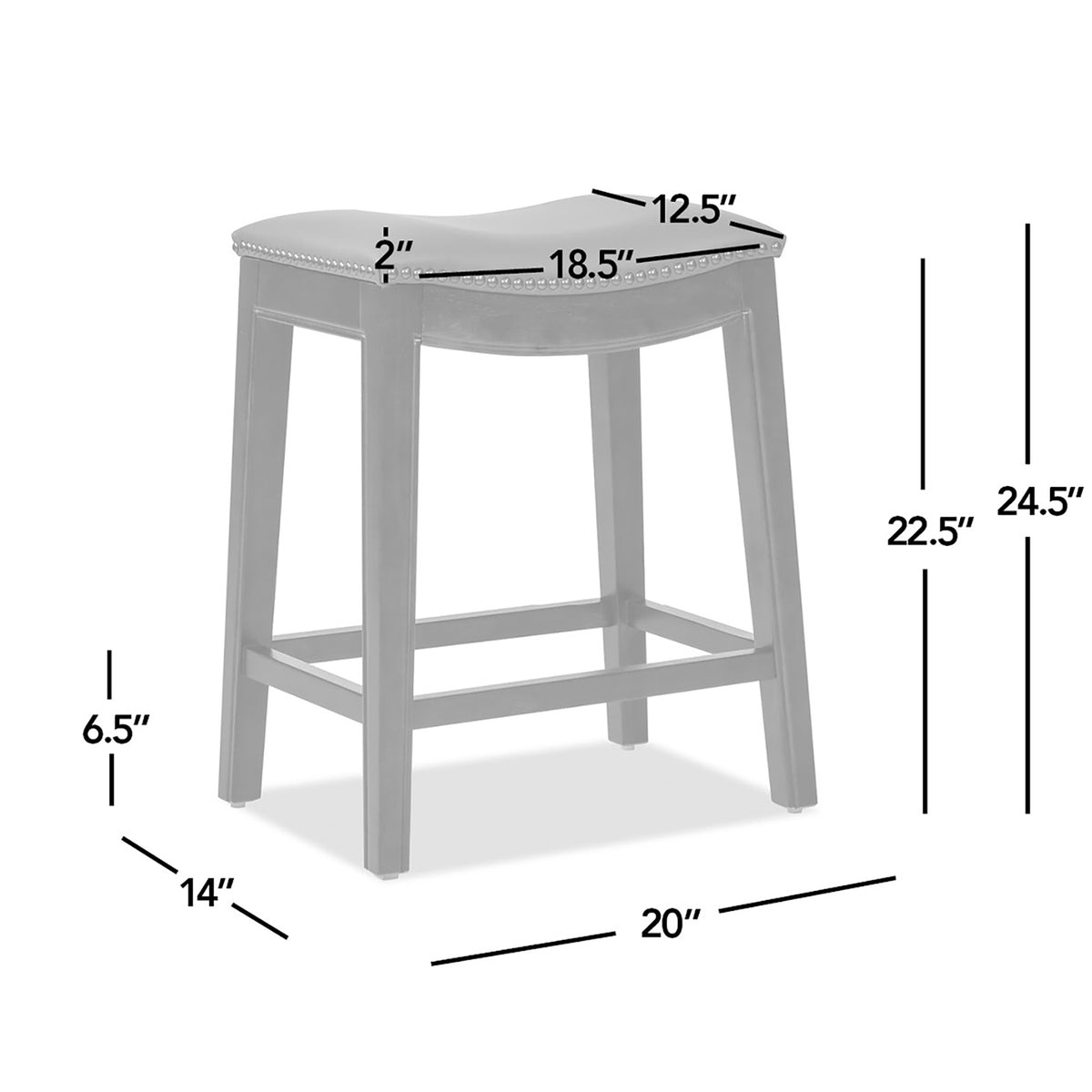 Barlow 24.5' Top Grain Leather Backless Saddle Counter Stool – view 8