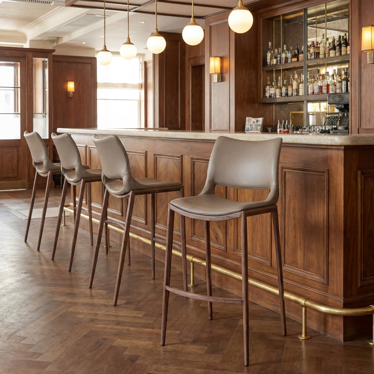 Ace Barstool (Set of 2) in Brown & Walnut