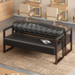 Ludlow Button-Tufted Faux Leather Bench Set