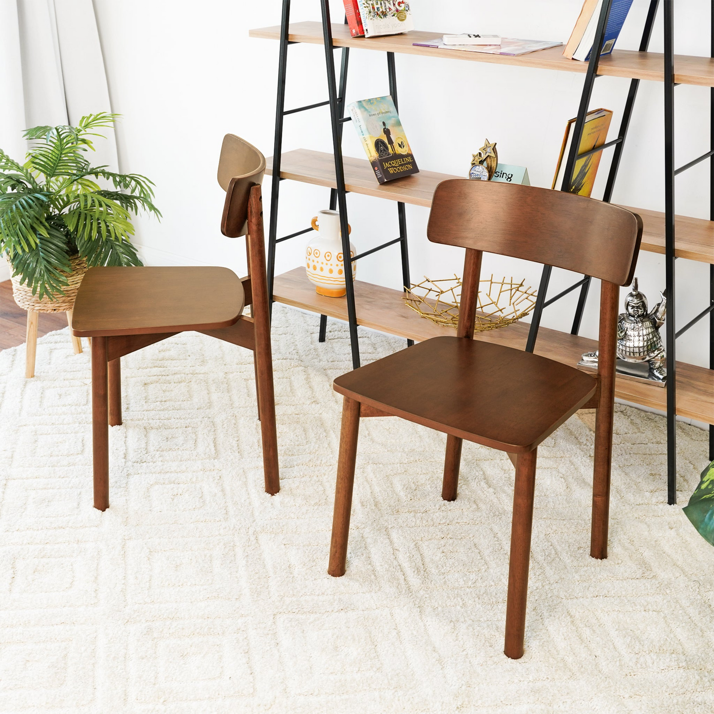 Merritt Brown Solid Wood Dining Chair – 17.7" Mid-Century Modern Dining Chair