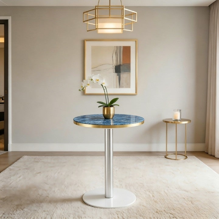 Cosima Round Bistro Table in Blue & Gold