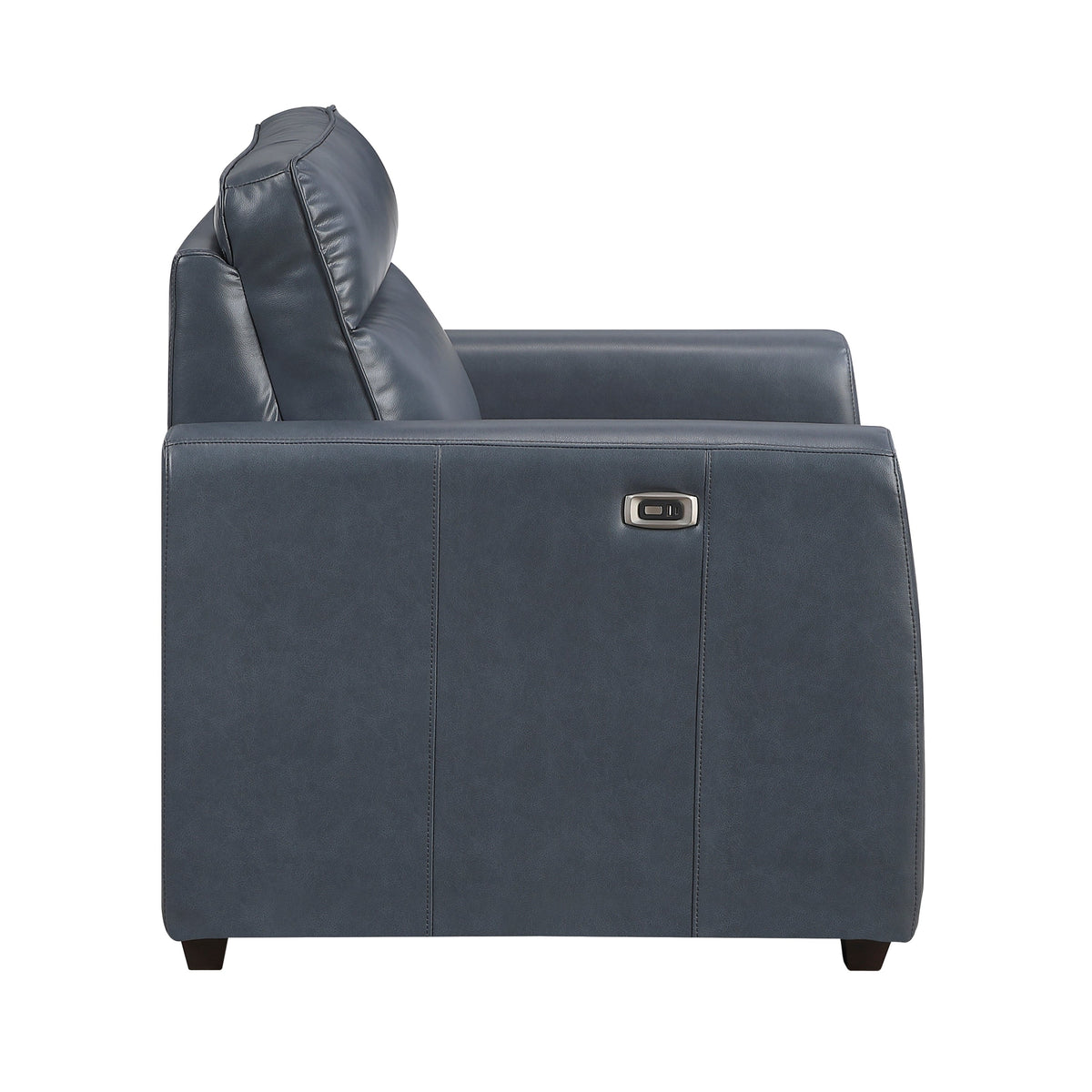 Ardley power reclining sofa, loveseat and chair set in navy faux leather