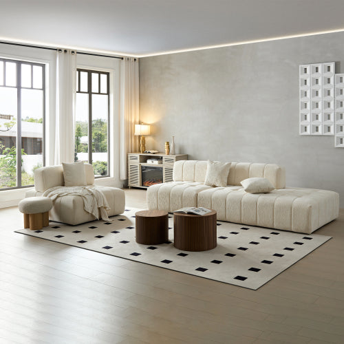 Modern Tufted Modular Sofa 143" – 3-Piece Configurable Sectional Couch (2 Colors) in a stylish living room setting.