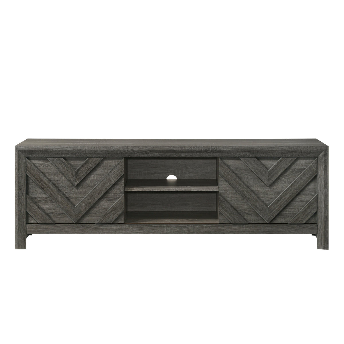 1pc Rustic Geometric Design Contemporary Traditional Interiors Entertainment Console TV Stand Living Room Furniture Grey