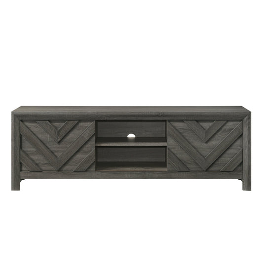 1pc Rustic Geometric Design Contemporary Traditional Interiors Entertainment Console TV Stand Living Room Furniture Grey