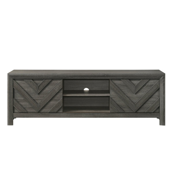 1pc Rustic Geometric Design Contemporary Traditional Interiors Entertainment Console TV Stand Living Room Furniture Grey