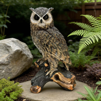 18.98" H x 11.10" L Simulated Owl Resin Garden Statue, Indoor & Outdoor Decorative Ornament