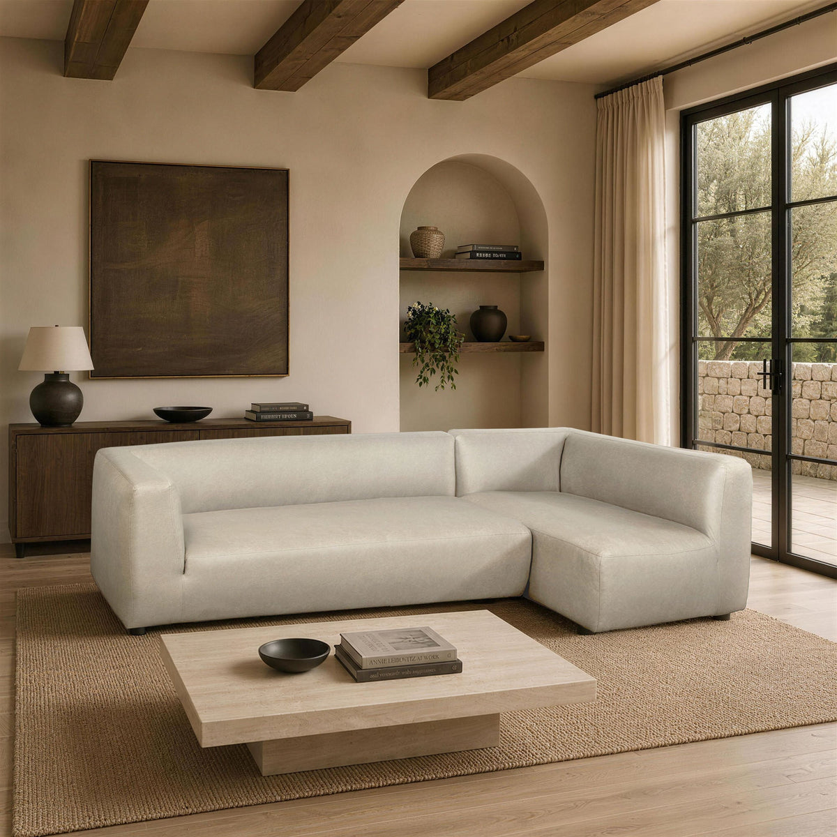 Lukas 2-piece sectional with right-facing chaise in cream