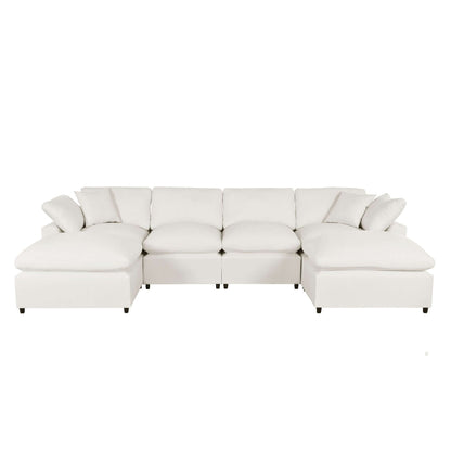 Modern Plush U-Shape Modular 2 Ottoman Sofa Sectional 134" (2 Colors)