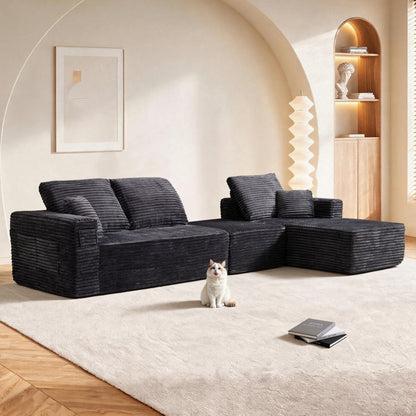 Bradwell Grey Plush Cloud Modular Sectional – 100.4" L-Shaped Sofa with Right-Side Chaise