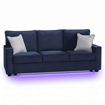 Rita Textured Fabric Sofa in Navy