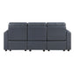 Ardley power reclining sofa, loveseat and chair set in navy faux leather