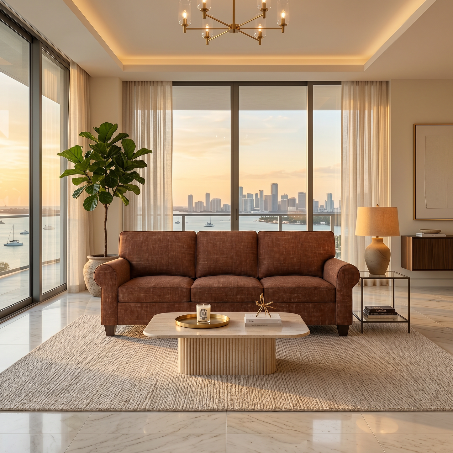 Augusta Sofa – Made in USA, Custom Fabric Options, 83" Classic Design - Insight Russet - Fabric (1)