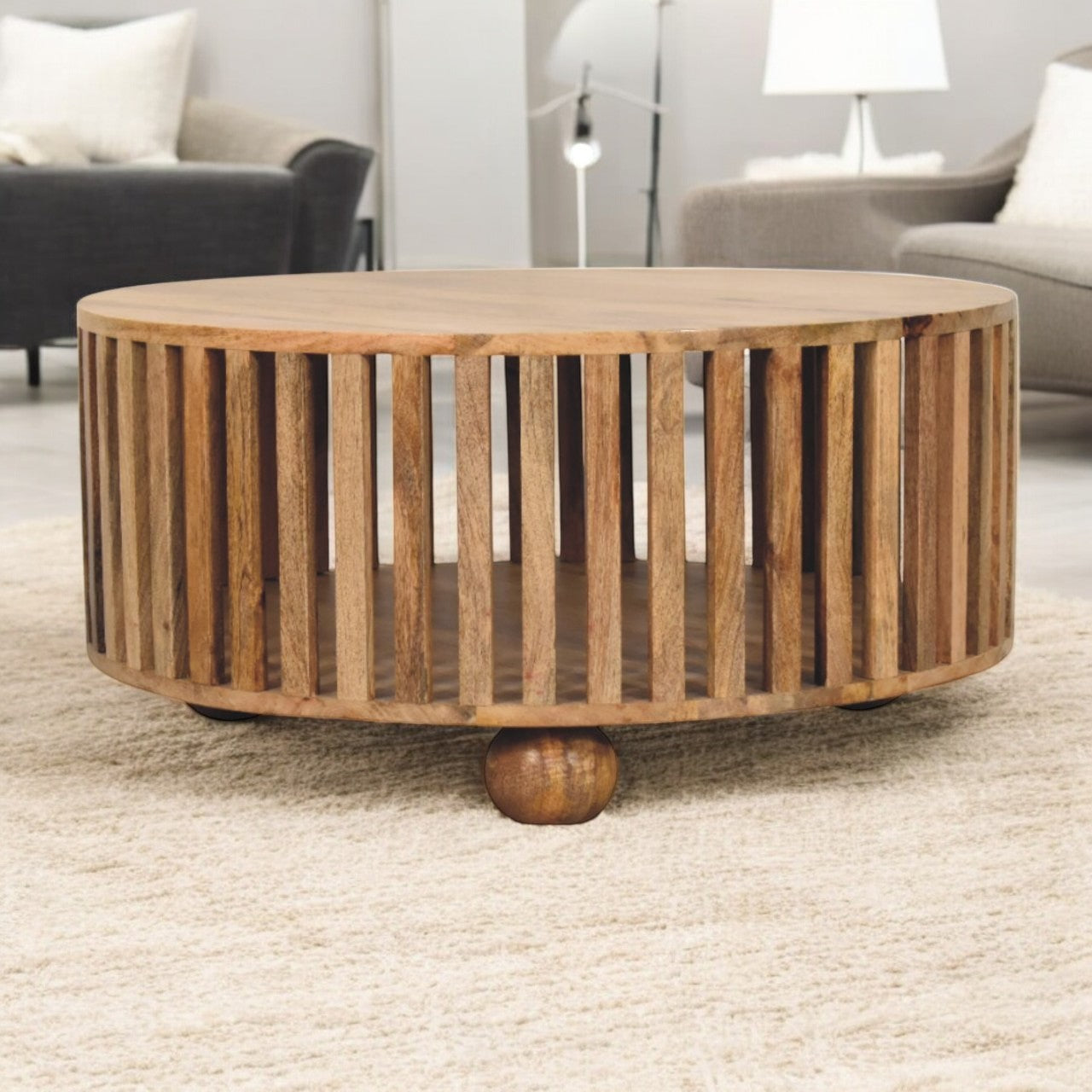 Montague Brown Solid Wood Coffee Table – 31.5" Round Coffee Table