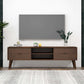 Adrian MCM Solid Wood Media Console TV Stand – 71” Walnut Entertainment Center (Fits Up to 72” TVs) with modern decor
