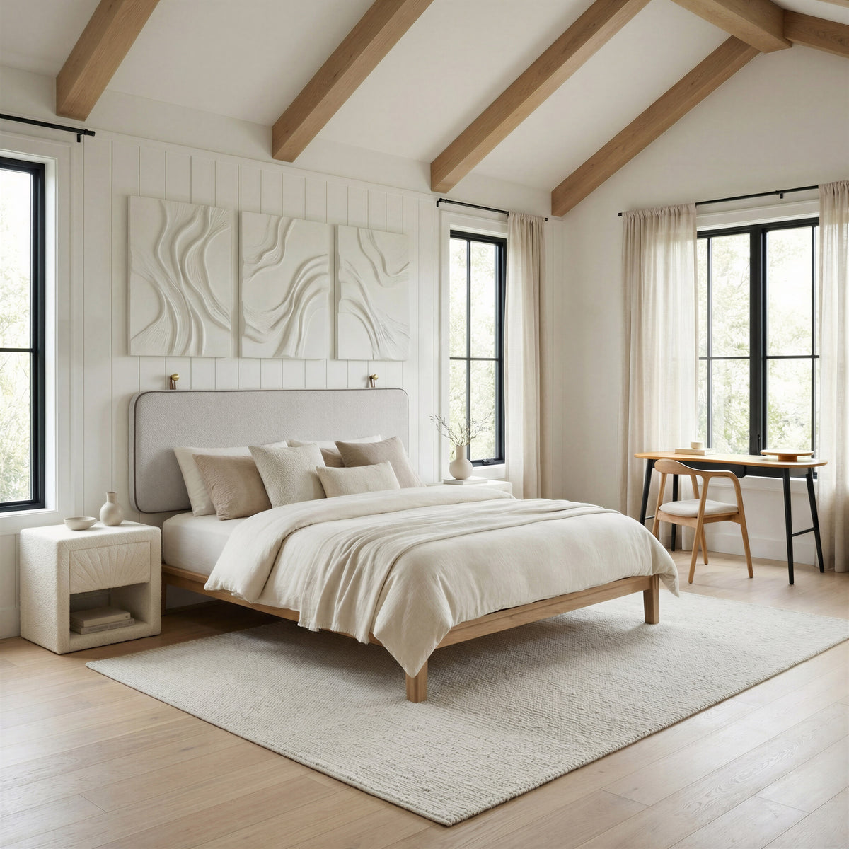 Bela Ivory Floating Queen Headboard
