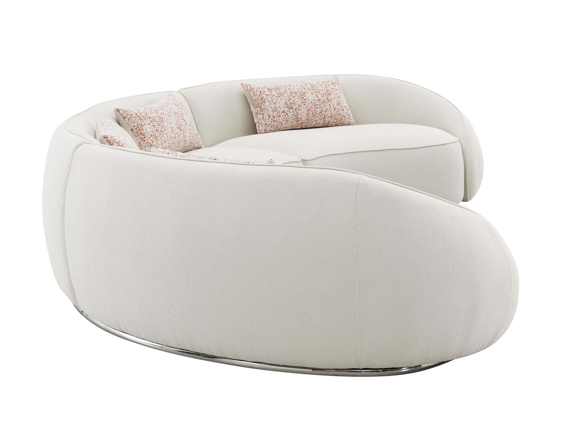 Sahara Beige Boucle Curved Modular Sectional Sofa (2 Sizes) featuring a sleek design with plush cushions.