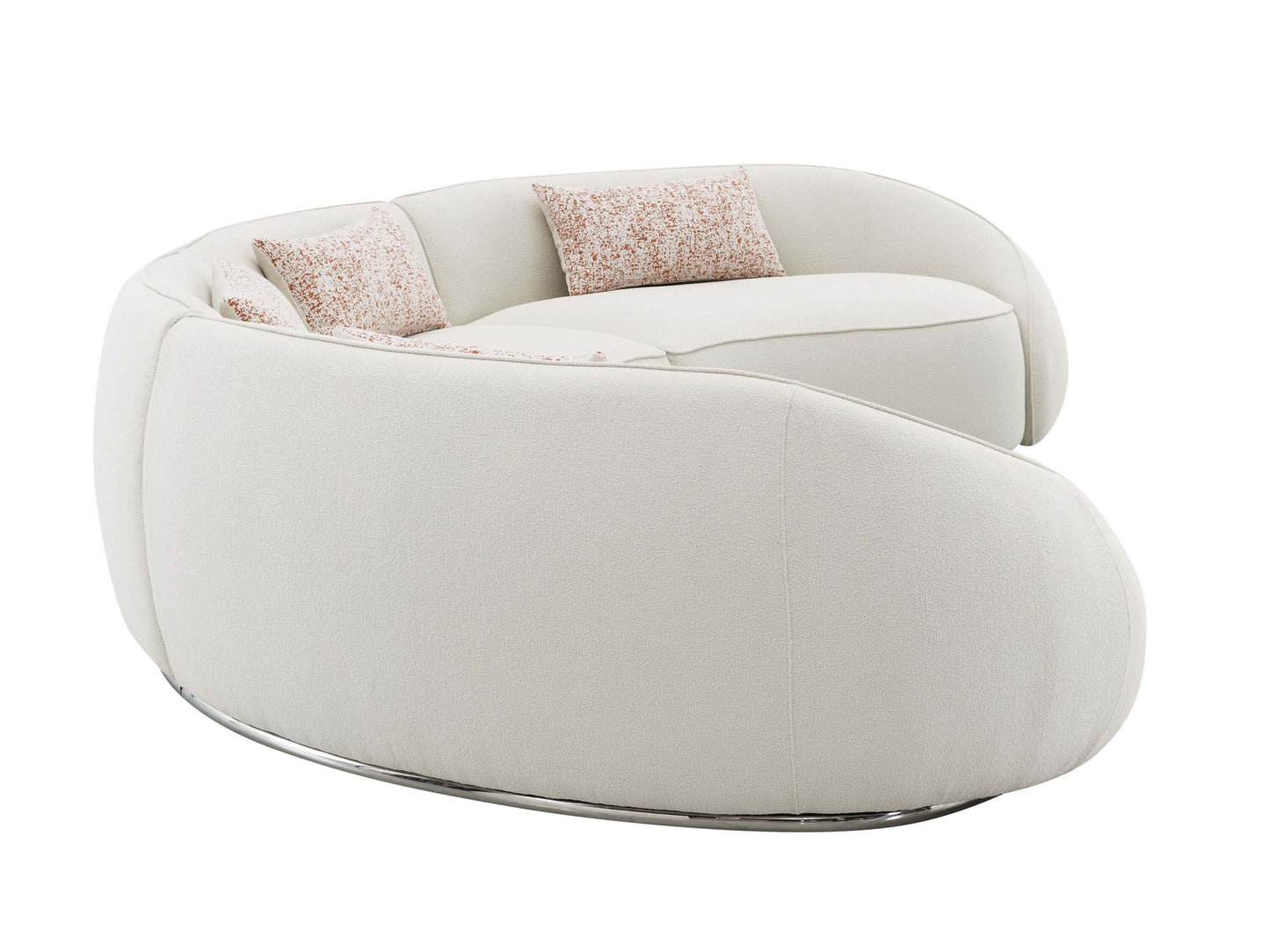 Sahara Beige Boucle Curved Modular Sectional Sofa (2 Sizes) featuring a sleek design with plush cushions.