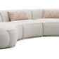 Sahara Beige Boucle Curved Modular Sectional Sofa (2 Sizes) with plush cushions and sleek stainless-steel base.