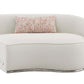 Sahara Beige Boucle Curved Modular Sectional Sofa (2 Sizes) with plush cushion and modern stainless-steel base.