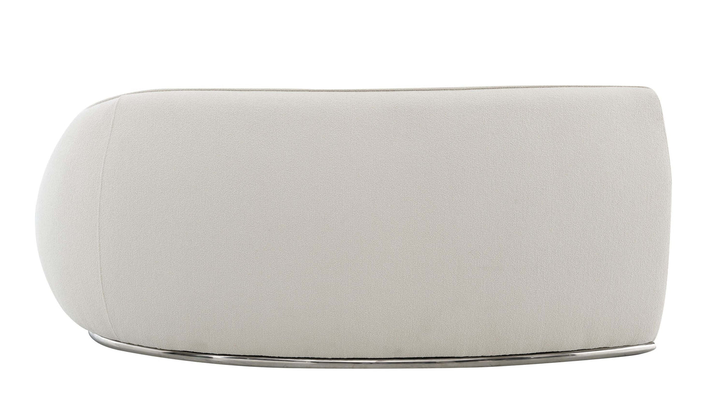 Sahara Beige Boucle Curved Modular Sectional Sofa (2 Sizes) side view highlighting its sleek design and plush fabric.