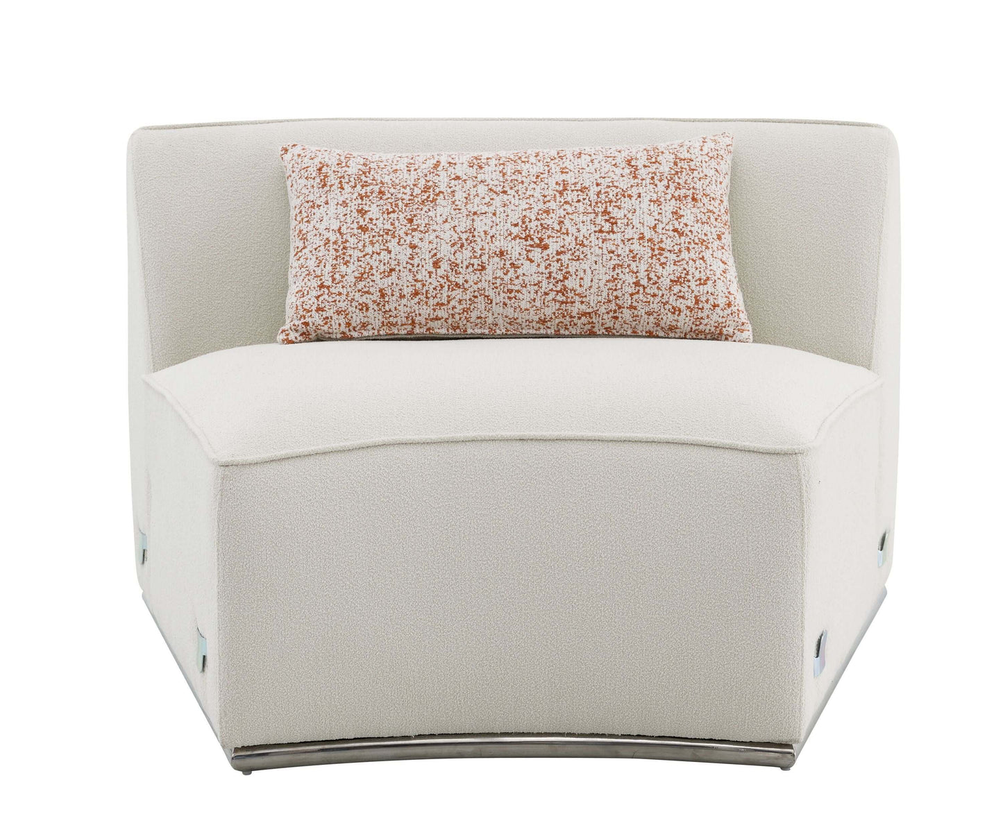 Sahara Beige Boucle Curved Modular Sectional Sofa (2 Sizes) with decorative pillow and sleek design.