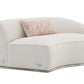 Sahara Beige Boucle Curved Modular Sectional Sofa (2 Sizes) featuring soft boucle fabric and a sleek stainless-steel base