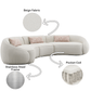 Sahara Beige Boucle Curved Modular Sectional Sofa (2 Sizes) showcasing beige fabric, pocket coil, and stainless steel frame details.