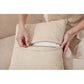 Person removing pillow cover of the Boneless Modular Chenille Sectional Sofa – 99” Curved Chaise Compression Couch (White).