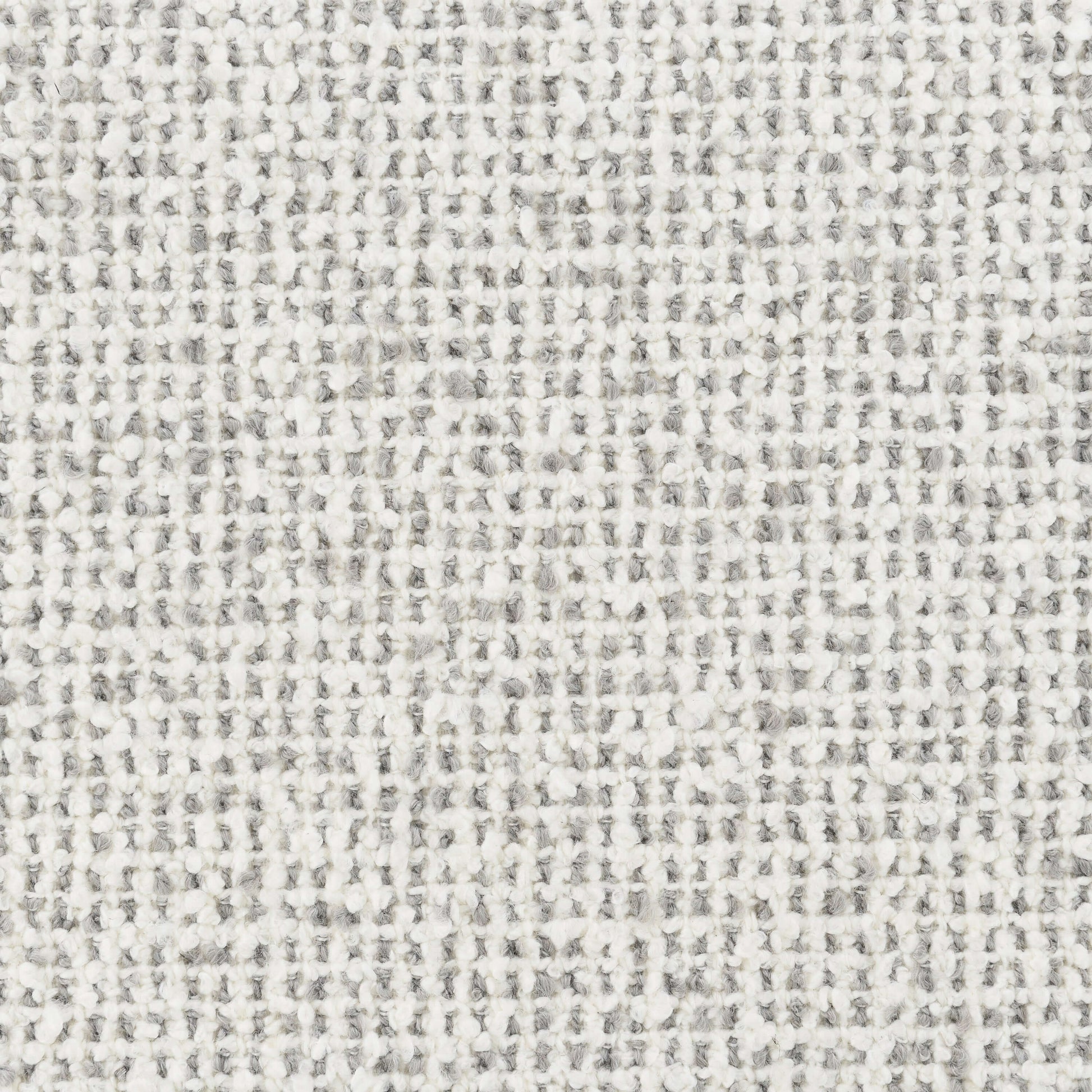 Textured gray and white boucle fabric close-up for Mardi Tweed Sectional Sofa 120" – Beige Boucle Chaise Sofa with Pillows.
