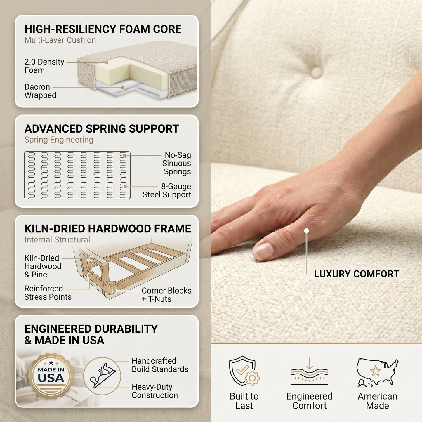 Berlin Classic Sofa – 87" American-Made 3-Seat Sofa – view 11