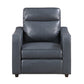 Haddon power reclining sofa, loveseat and chair set in navy faux leather