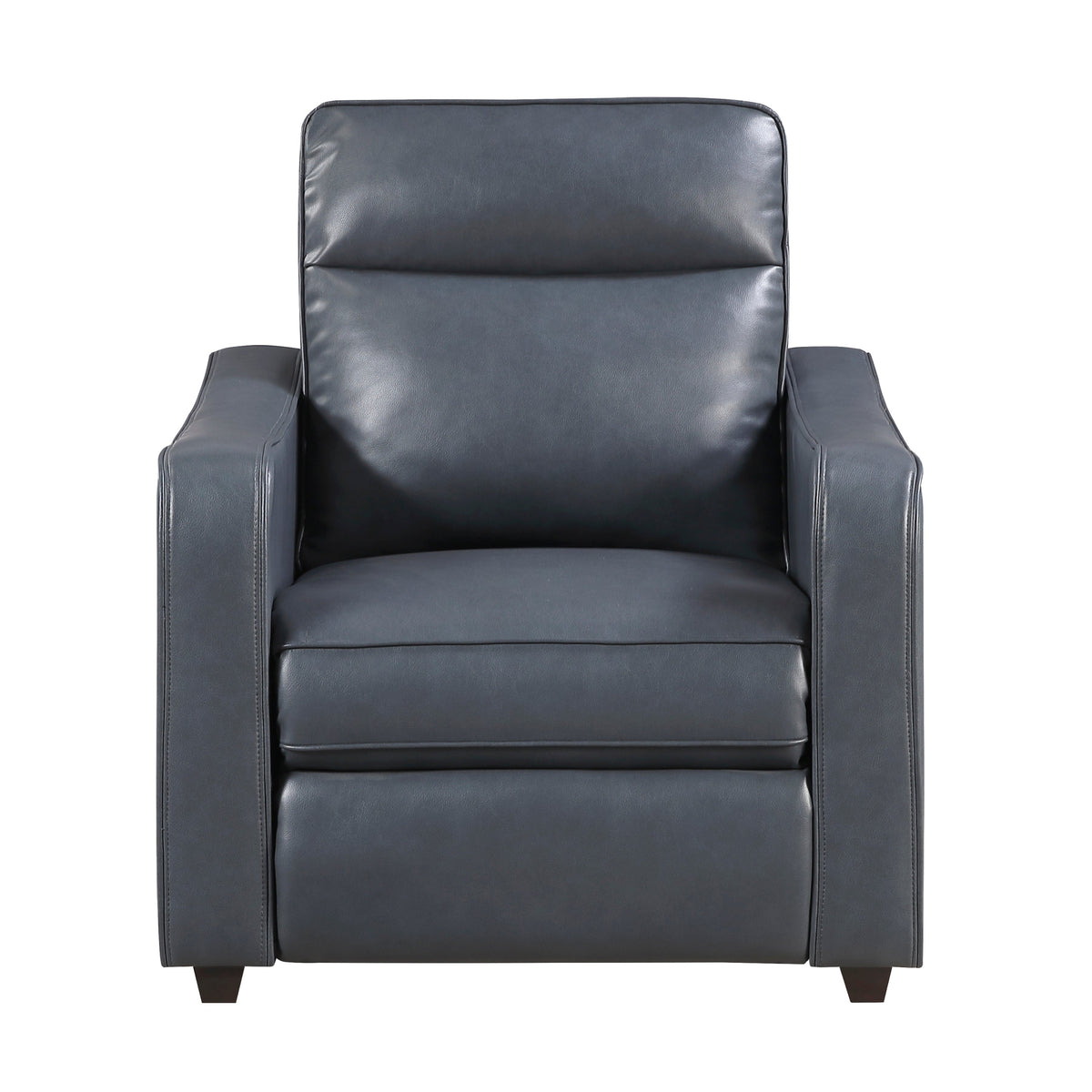 Haddon power reclining sofa, loveseat and chair set in navy faux leather