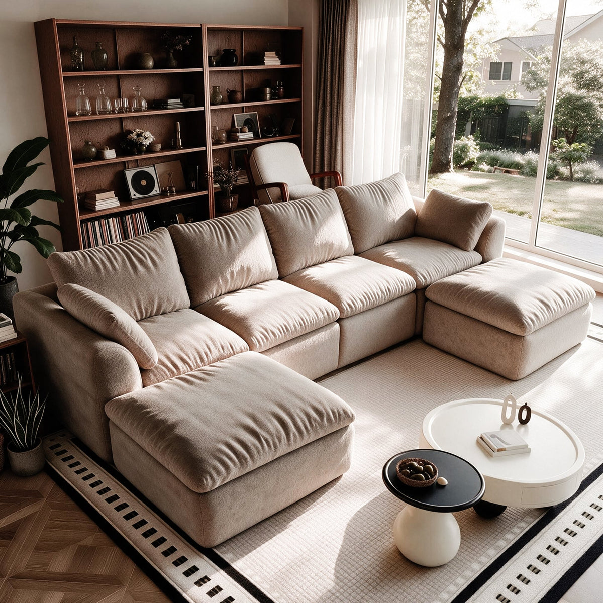 Pelham Cloud Modular Sectional in Khaki, 122.1" Double Chaise