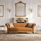 Barrington Chesterfield faux leather sofa in light brown