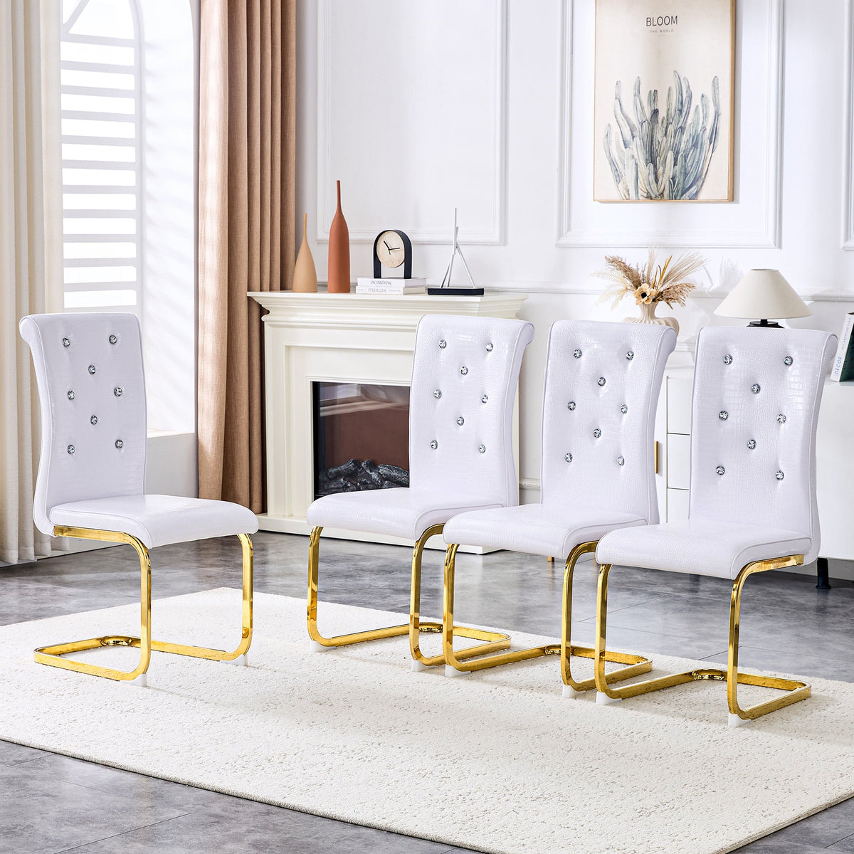 Kinsey White, Gold Legs, Set of 4