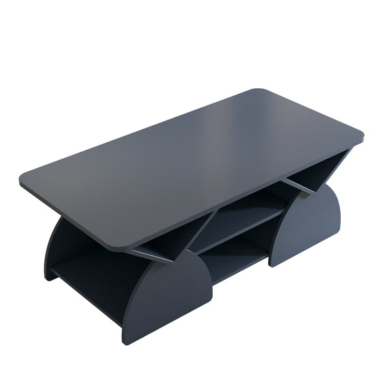 Modern Geometric Blue Engineered Wood Coffee Table with Rounded Corners