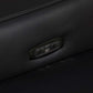 Black Italian Leather Power Reclining U Shaped Ten Piece Corner Sectional With Console recliner control panel detail.