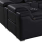 Black Italian Leather Power Reclining U Shaped Twelve Piece Corner Sectional With Console side view details