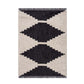 Black and ivory area rug with modern diamond design, perfect for contemporary home decor, 6' x 9' size.