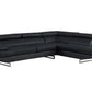 Leather L-Shaped Corner Sectional Sofa 124" | Modern 2-Piece Sectional Couch in sleek black leather with contemporary design.